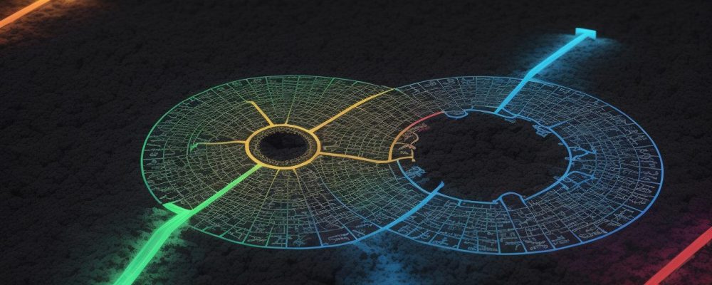 Representação visual da física moderna com teoria da relatividade e mecânica quântica, mostrando aplicações práticas e o curso online para servidores públicos