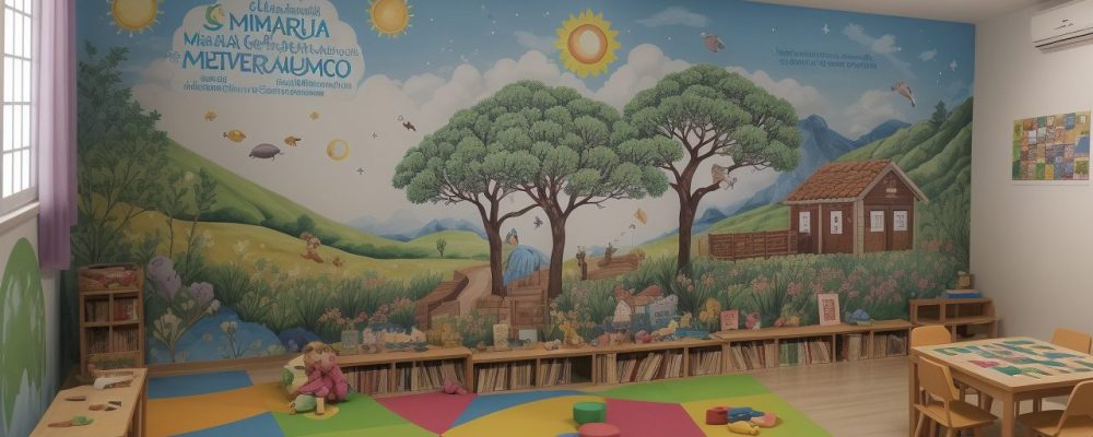 Sala de aula vibrante com crianças interagindo em atividades lúdicas e leitura, representando a importância da formação de leitores.