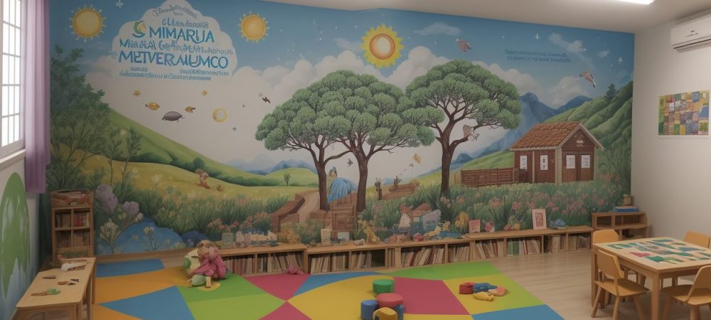 Sala de aula vibrante com crianças interagindo em atividades lúdicas e leitura, representando a importância da formação de leitores.