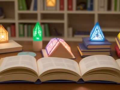 Professor ensinando e incentivando a leitura em sala de aula, utilizando recursos interativos e livros, focando na importância da leitura para o desenvolvimento infantil.