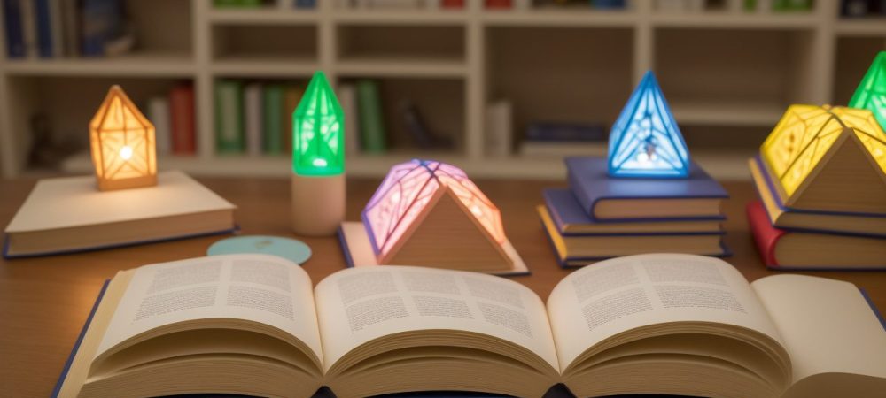 Professor ensinando e incentivando a leitura em sala de aula, utilizando recursos interativos e livros, focando na importância da leitura para o desenvolvimento infantil.