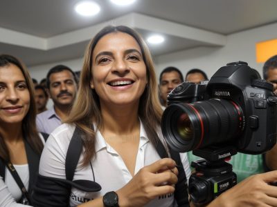 Servidor público fotografando evento, mostrando a importância da fotografia na comunicação e gestão pública