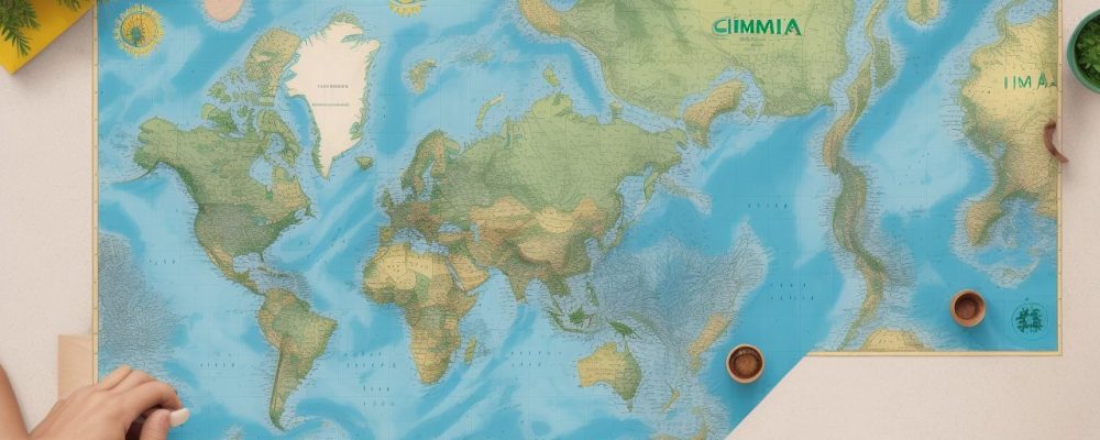 Ilustração mostrando um mapa do Brasil com elementos que representam a geografia, o meio ambiente e a geografia humana, inspirando a inscrição em um curso online de geografia.