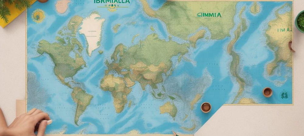 Geografia: Explorando o Brasil e o Meio Ambiente Ilustração mostrando um mapa do Brasil com elementos que representam a geografia, o meio ambiente e a geografia humana, inspirando a inscrição em um curso online de geografia.