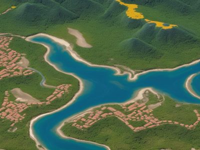 Imagem mostrando o mapa do Brasil em destaque, com elementos visuais representando geografia, meio ambiente e curso online de geografia, transmitindo a importância da educação geográfica.