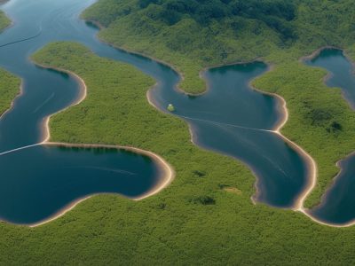 Ilustração de um globo terrestre com elementos de sustentabilidade ambiental, mostrando a relação entre geografia, meio ambiente e desenvolvimento sustentável.