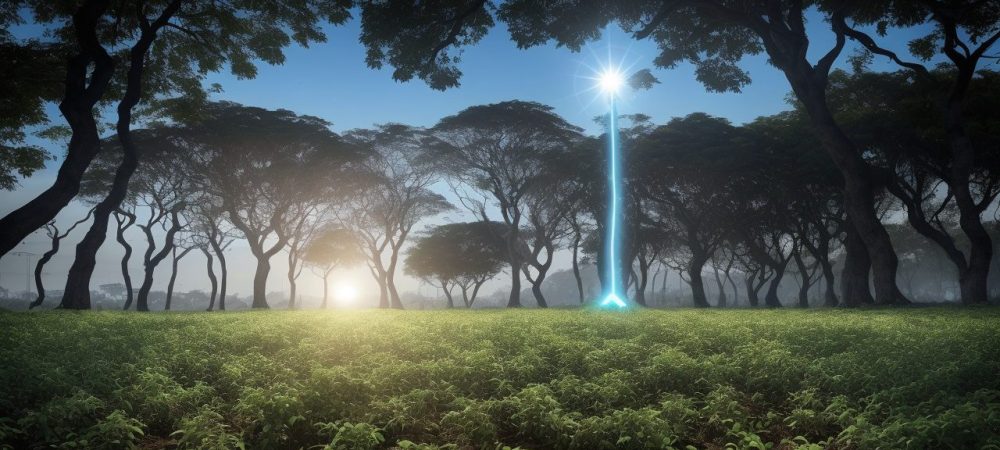 Profissionais discutindo práticas sustentáveis e gestão ambiental em um ambiente colaborativo