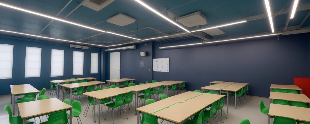 Ilustração de gestão escolar moderna com foco em planejamento, liderança e colaboração para otimizar o ensino.