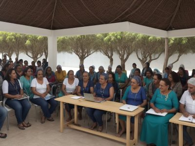 Imagem que ilustra a gestão pública participativa com pessoas colaborando em um ambiente de reunião