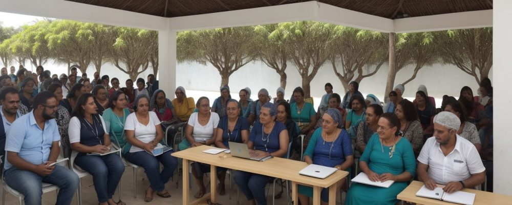 Imagem que ilustra a gestão pública participativa com pessoas colaborando em um ambiente de reunião