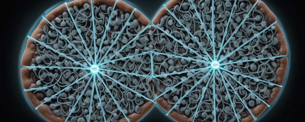 Representação visual de uma cadeia de suprimentos eficiente, com gráficos e elementos que simbolizam a gestão estratégica e o fluxo otimizado.