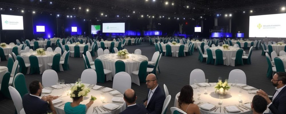 Imagem mostrando uma equipe trabalhando em um cronograma de eventos, com foco em planejamento e gestão eficiente.