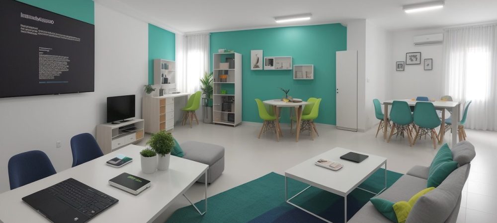 Representação visual de um curso de gestão de projetos, mostrando inovação e aplicação de metodologias ágeis em um ambiente de trabalho moderno.