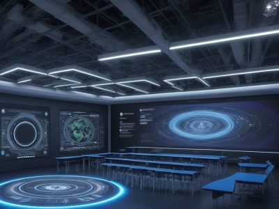 Imagem ilustrativa de um sistema de gestão escolar moderno, integrando tecnologia e educação para otimizar o aprendizado.