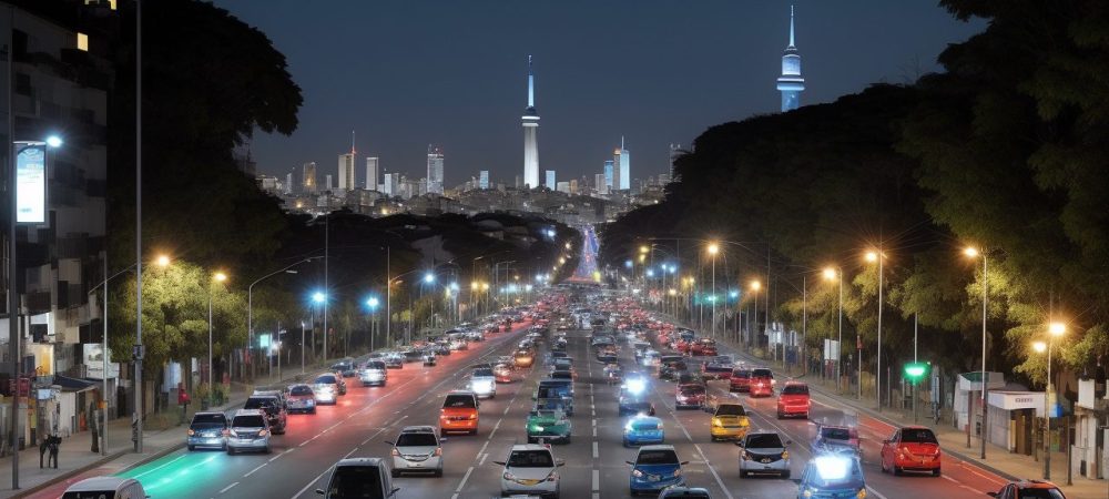 Gestão de Trânsito: Eficiência e Segurança Viária nas Cidades Visão geral da gestão de trânsito, mostrando soluções para mobilidade urbana e segurança viária, com foco em cidades modernas e eficientes.