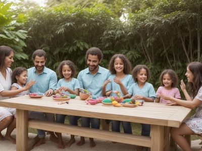 Imagem representando pais e filhos felizes, demonstrando os benefícios da guarda compartilhada para a harmonia familiar.