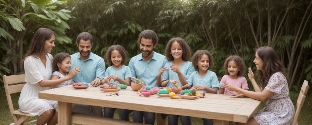 Imagem representando pais e filhos felizes, demonstrando os benefícios da guarda compartilhada para a harmonia familiar.