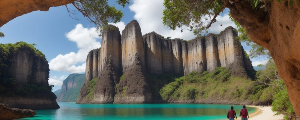 Imagem de um guia de turismo explorando um destino regional com turistas, focando em roteiros e experiências únicas.