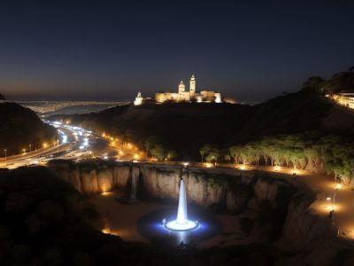 Imagem que mostra um guia de turismo regional apresentando um roteiro turístico para um grupo de pessoas interessadas, explorando uma cidade com pontos turísticos históricos e culturais.