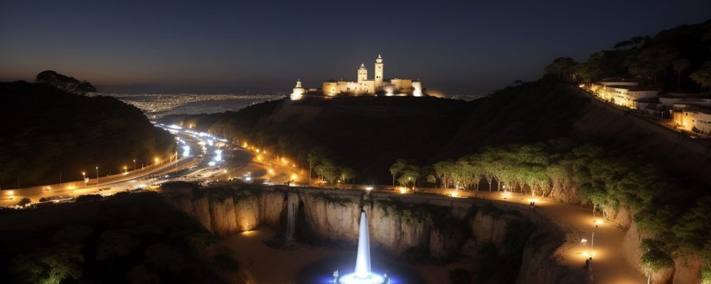 Imagem que mostra um guia de turismo regional apresentando um roteiro turístico para um grupo de pessoas interessadas, explorando uma cidade com pontos turísticos históricos e culturais.