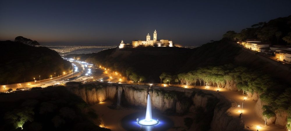 Imagem que mostra um guia de turismo regional apresentando um roteiro turístico para um grupo de pessoas interessadas, explorando uma cidade com pontos turísticos históricos e culturais.