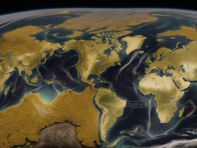 Imagem que representa a história contemporânea, com elementos visuais da Revolução Francesa, Primeira e Segunda Guerra Mundial e globalização