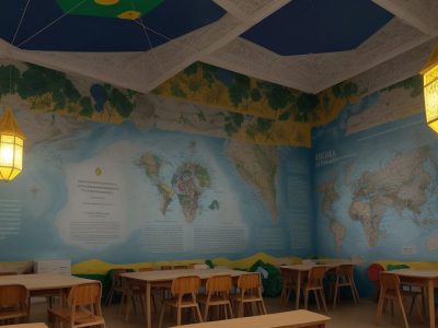 Uma imagem ilustrativa da história do Brasil, mostrando elementos da independência do Brasil e da Brasil Colônia em um ambiente educacional.