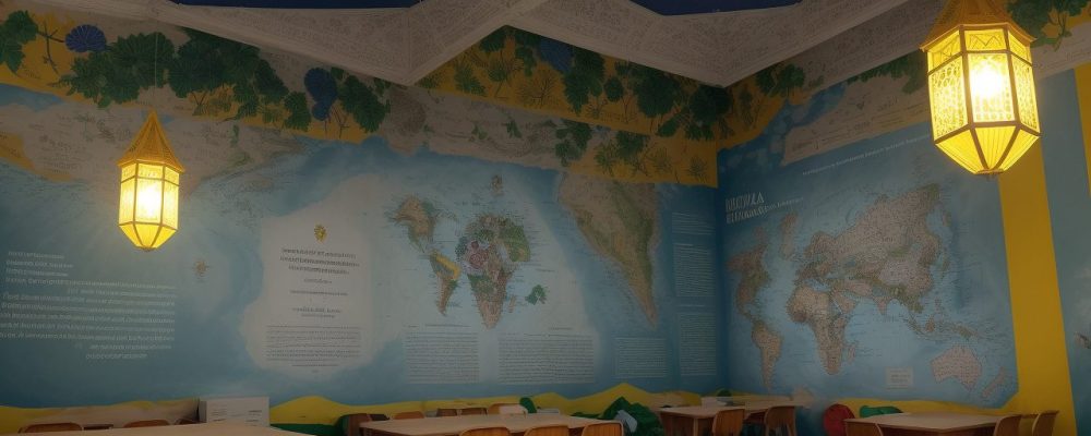 Uma imagem ilustrativa da história do Brasil, mostrando elementos da independência do Brasil e da Brasil Colônia em um ambiente educacional.