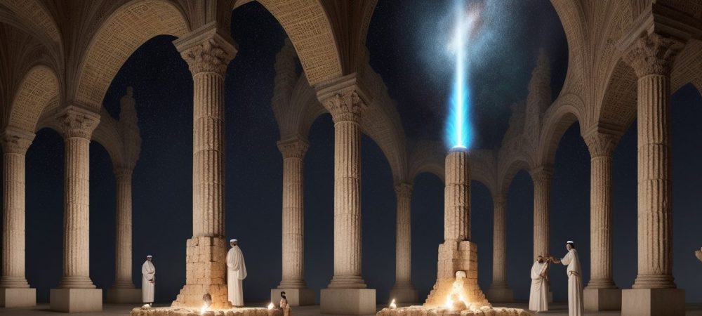 História do Cristianismo e Budismo: Diálogo Intercultural Ilustração vibrante sobre a história do cristianismo e budismo, promovendo diálogo e respeito intercultural.