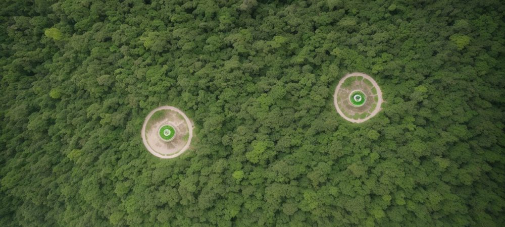 Representação visual da implementação da ISO 14001 em uma empresa, com foco em eficiência, sustentabilidade e benefícios ambientais