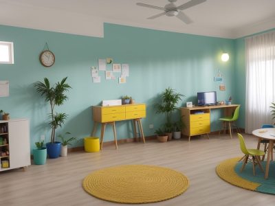 Cena de sala de aula com crianças usando aplicativos e jogos educativos para dificuldades de aprendizagem