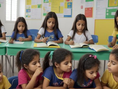 Ambiente de aprendizagem mostrando recursos para identificar dificuldades de aprendizagem em crianças