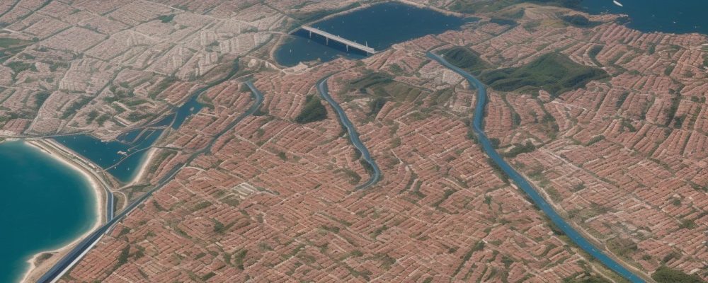 Mapa detalhado mostrando elementos de cartografia digital e geoprocessamento em planejamento urbano