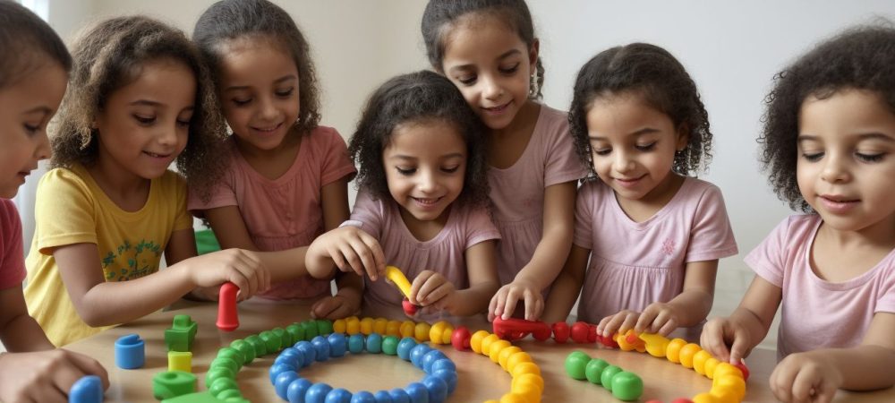 Crianças participando de atividades lúdicas de educação física na educação infantil