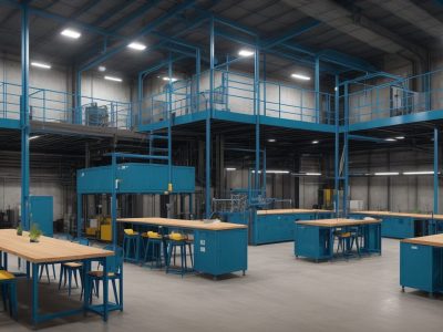 Cenário com componentes eletrônicos e automação industrial em ação, representando a importância da eletrônica industrial.