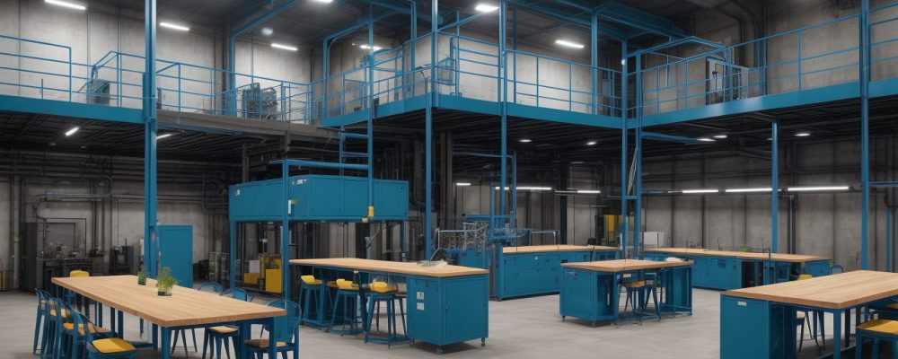 Cenário com componentes eletrônicos e automação industrial em ação, representando a importância da eletrônica industrial.