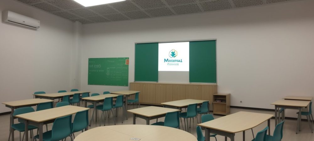 Ambiente escolar com inspetor escolar avaliando a qualidade do ensino e interação entre educadores e alunos