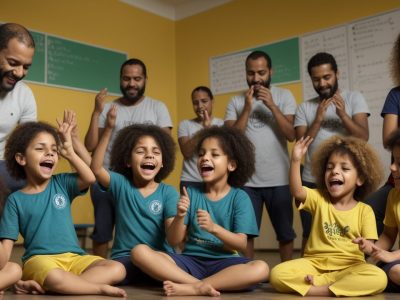 Crianças participando de atividades lúdicas em sala de aula para promover a ludicidade na educação