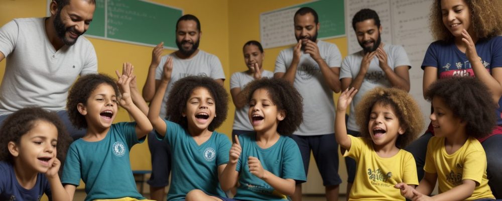 Crianças participando de atividades lúdicas em sala de aula para promover a ludicidade na educação