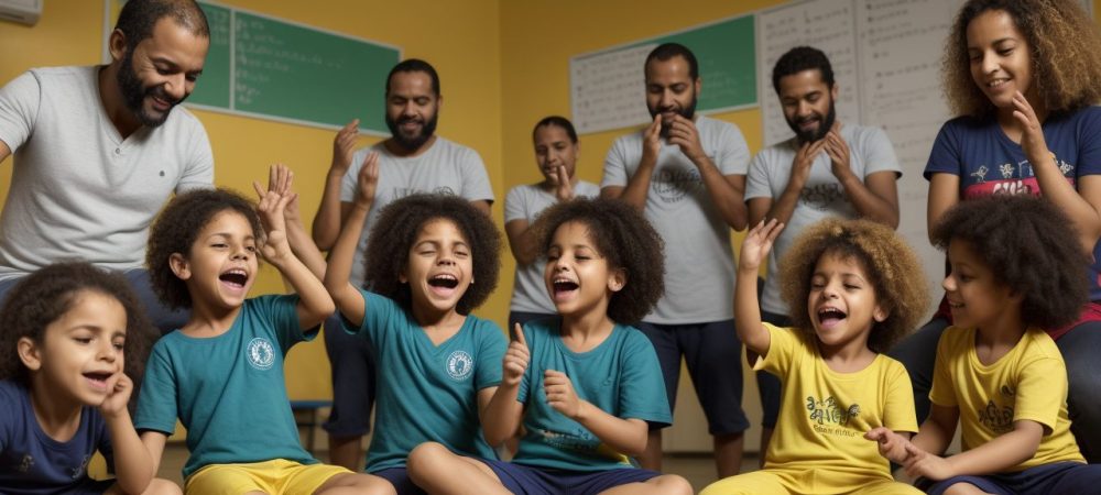 Crianças participando de atividades lúdicas em sala de aula para promover a ludicidade na educação