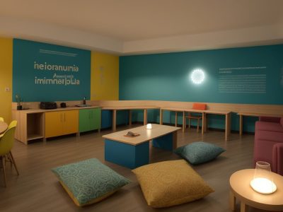 Aula de ensino religioso com alunos engajados em atividades colaborativas discorrendo sobre diversidade religiosa