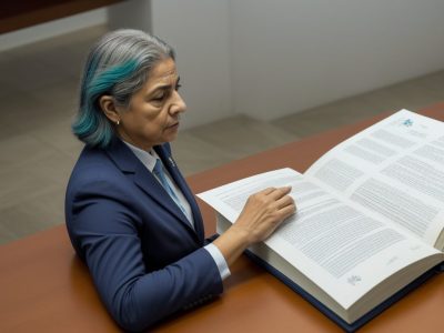 Delegado supervisionando uma investigação de inquérito policial com documentos e provas