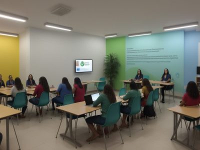 Apresentação de um projeto político pedagógico em sala de aula com pais e alunos envolvidos
