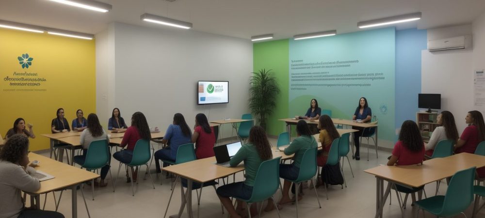 Apresentação de um projeto político pedagógico em sala de aula com pais e alunos envolvidos