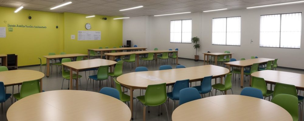 Criação colaborativa do projeto político pedagógico em uma escola, envolvendo educadores e alunos.