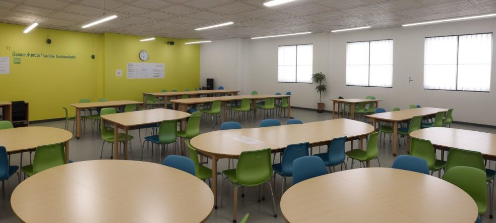 Criação colaborativa do projeto político pedagógico em uma escola, envolvendo educadores e alunos.