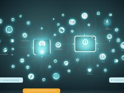 Cidadãos interagindo com conteúdo digital em uma representação visual de Inbound Marketing no setor público, com gráficos e elementos de interface.