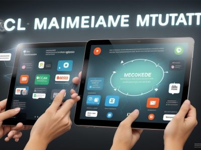 Cidadãos interagindo com uma tela digital que exibe dados de inbound marketing, simbolizando transparência e engajamento no serviço público.