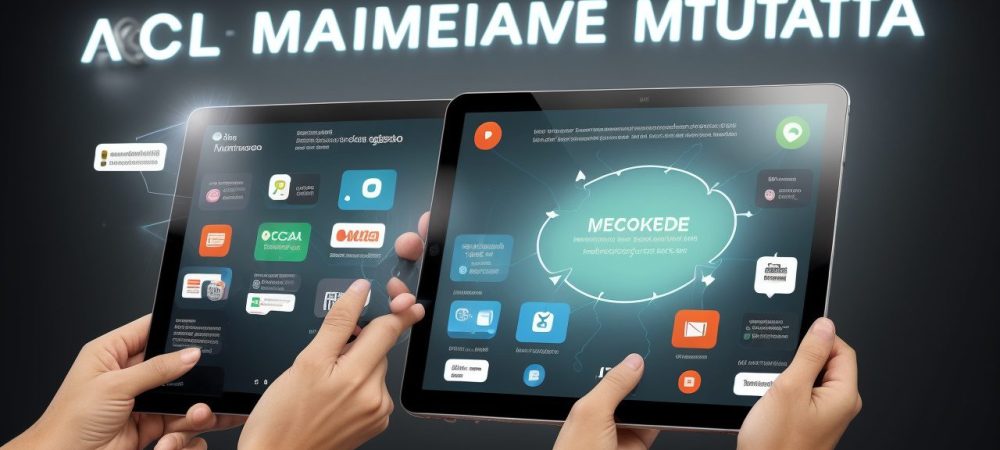 Cidadãos interagindo com uma tela digital que exibe dados de inbound marketing, simbolizando transparência e engajamento no serviço público.