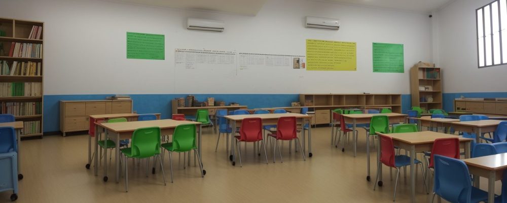 Crianças com autismo participando ativamente em sala de aula inclusiva, com foco em currículo adaptado e apoio educacional